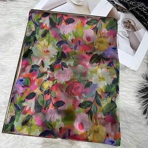 Sarongs Pink Green Winter Long Silk Scarf Acessories Brand Flower Design 100% Silk Scarf Summer Beach Silk Shawl Headband 240325