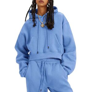 Flygo Womens Fleece 2 Pezzi Completi Sweatsuit Crop Pullover Felpa Joggers Pantaloni Tuta Set