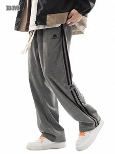 japanese Streetwear Corduroy Striped Sweatpants Men Clothing Korean Couple Sport Jogging Pants Harajuku Casual Straight Trousers k0Dc#