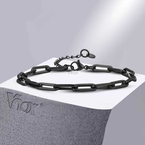 Chain Vnox Mens Simple Paper Clip Chain Bracelet 5MM Stainless Steel Adjustable Chain Bracelet Gift Jewelry 24325