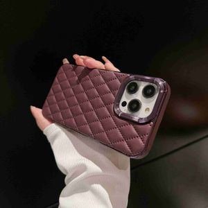 Cell Phone Cases 3D Case For iPhone 15 14 Plus 13 12 Pro Max Shockproof Soft Metal camera frame Cover case Luxury leather Diamond Ling Ge H240326