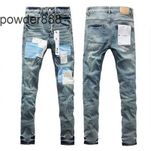 Lila Jeans Herren Mode Patches Kontrastfarbe Hosen Winter Haute Couture Ouyd