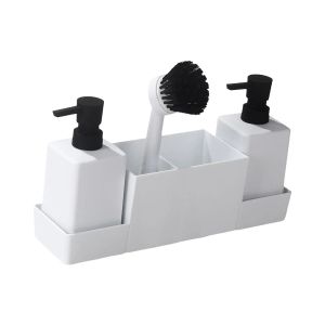 Dispensers Sink Countertop Liquid Hand Soap Dispenser med förvaringsbricka för svampar Skrubber Non Slip Sink Caddy Organiser Pump Bottle