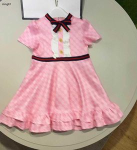 Brand designer kids clothes girls dresses Metal buttons baby skirt child frock Size 110-160 CM Full print of letter logo Princess dress 24Mar