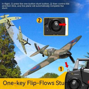 Electric/RC Car Volantex Spitfire Rc Airplane 2.4ghz Epp 400mm U-turn Aerobatic Wingspan 6-axis Gyro One-key Mini Rtf Model Kids Outdoor Gift T240325