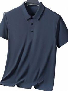 大規模8xl 7xl夏のメンポロシャツアイスシルク短袖の通気性クールクールなナイルポロスゴルフTシャツ男性l8tk＃