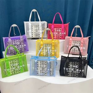 Klare Mesh-Handtaschen Berühmte Marke Mar Einkaufstasche Bunte große Kapazität Umhängetasche Transparente Gelee-Strand-Pool-Taschen Designer-Damen-PVC-Schultertaschen