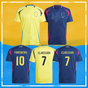 2024 2025 Szwedzki koszulki piłkarskie drużyna narodowa 24 25 Retro Larsson Mens Ingesson Dahlin Brolin Home Yellow Away Away Blue Away Football Shirts Mundurs Kit dla dzieci