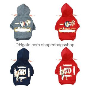 Dog Apparel Designer Clothes Brand Soft And Warm Dogs Hoodie Sweater With Classic Design Pattern Pet Winter Coat Cold Weather Jackets Ot4Hj