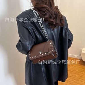 Store Wholesale Designer Bags Shoulder Bag Womens Bag Trendy New Fashion Rivet Versatile Small Square for Travel Texture Single Shoulder Crossbody