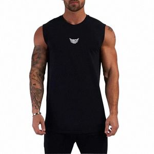 Summer Comptri Gym Tank Top Men Cott Bodybuilding Fitn Sleewel T Shirt Workout Clothing Mens Sportwear Muscle Vests 08S6#