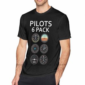 Flygare pilot t shirt piloter sex pack flygplan instrument t-shirt tryck kort ärm tee skjorta 6xl män rolig 100 stig tshirt o1df#