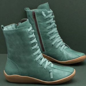 Сапоги Women Natural Leather Casual Mid -Lablf Boots Комфортно 2022 Новое качество мягкой кроссовки ручной работы черные рабочие ботинки