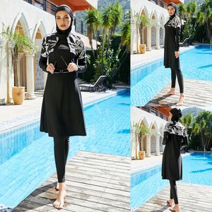 Women Muslim Swimsuit Swimwears Mujer Moslem Muslem Maillot De Bain Femme Whole Black Long Sleeve With Scarf Hair Hood 240304