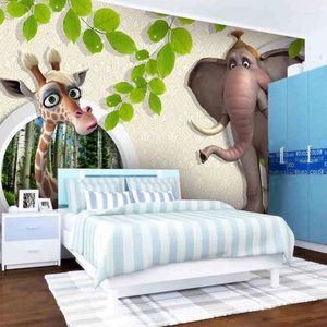 Tapeten Wellyu Angepasst Große Wandbild 3D Tapete Cartoon Tier Wohnzimmer Moderne Kinder Dekoration