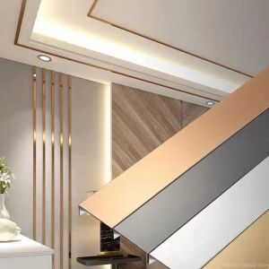 Knitting 1 Roll Mirror Stainless Steel Plane Decorative Line Gold Wall Sticker Selfadhesive Living Room Decorate Floor Tile Stickers