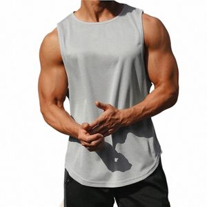 men's Summer Quick Drying Gym Shirt Street Sleevel T-Shirts For Men Tank Tops Workout Fitn Singlets Sport Vest Clothing t3yF#