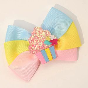 Hair Accessories Sweet Cake Bow Clip For Baby Girls Colorful Bowknot Hairpins Ribbon Barrettes Handmade Hairgrip Korean
