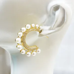 Dangle Earrings 5 Pairs White Pearls Jewelry Half Circle Hoop Wholesale Women Elegant Fashion 30443