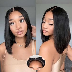 YMYHAIR Bob Wig 8x5 HD spetsar främre mänskliga hår plockade förskuren 180% densitet Glueless redo att bära peruker för svarta kvinnor 12 tum