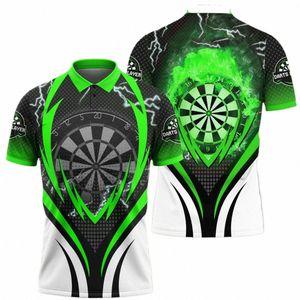 Polo koszula dla mężczyzn zabawne 3D DART Print fi lapel krótkie topy z krótkim rękawem Summer