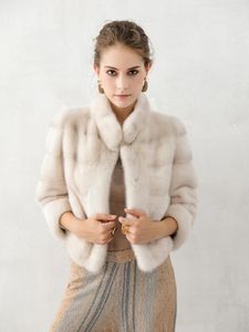 Kvinnors jackor 2024 Mink Jacket Short Women mode och temperament koreansk version Stand Collar Keep Warm Coat