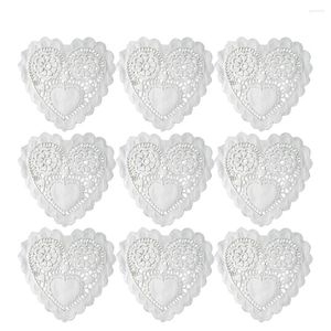 枕100 pcsケーキベーキングマットフラワーシェイプペーパードイリー花柄の愛のハートテーブルホワイト