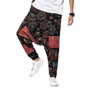 imprime Cott Corredores Homens Baggy Hippie Boho Gypsy Aladdin Cargo Pants Yoga Harem Pants Plus Size Mulheres Calças I0Xr #