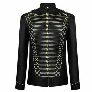 2024 Medieval Mens Jacket Steampunk Hussar Marching Band Military Drummer Parade Jacket Coat Cosplay Costume i1jh#