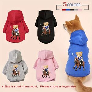 Warm & Adorable Bear-graphic Winter Hoodie for Small Dogs - Easy-care, Cozy Pullover