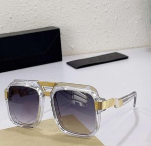 669クリスタルゴールドスクエアサングラス灰色の影付きデザイナー男性のためのサングラス