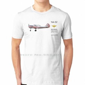 YAK-52 T-skjorta 100% Cott Yak52 Yakovlev Trainer Airplane USSR Ryssland School Sport Pilot Motor Aerobatics Short LG Sleeve H6WN#