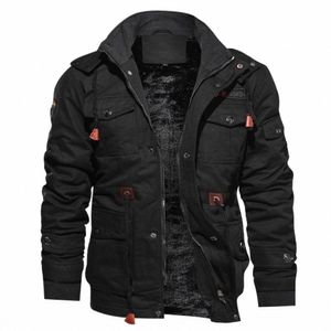 male Winter Fleece Jacket Men Casual Thick Thermal Coat Army Pilot Jackets Air Force Cargo Outwear Hooded Jacket Mens Clothes g5VV#