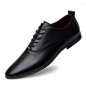 Casual Shoes Mens Oxford Elegant Man Business Footwear Formal Derby Wedding Dress Flats äkta läderhamnar