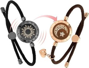 Braccialetti tattili a lunga distanza per coppie, braccialetti con vibrazione che si illuminano per coppie d'amore |Regali per relazioni a lunga distanza per gioielli di abbinamento Bluetooth della fidanzata