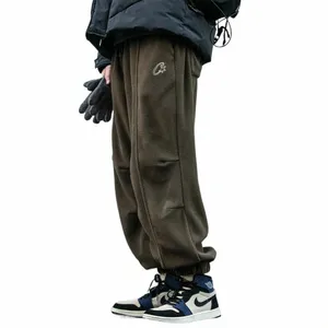 Vinterkoreanska streetwear broderi fleece sportbyxor för män kläder hög kvalitet tjocka svettbyxor harajuku casual joggers g1vo#