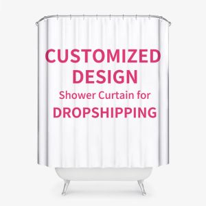 Curtains Customized Bath Shower Curtain For Dropshippng Polyester Waterproof DIY Shower Curtain Bathroom Curtain With 12pcs Hooks