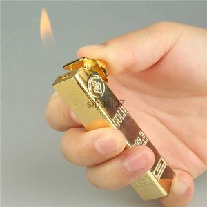 Lighters Metal Gold Bar Torch Lighter Free Fire Butane Gas Smoke Pipe Lighter Inflated Cigarette Gasoline Oil Lighter Gadget For Man 240325