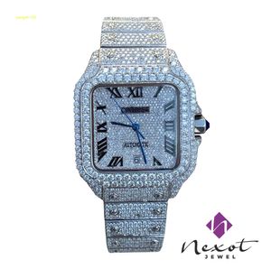 Iced out tester passa vvs moissanite diamante de alta qualidade de luxo prata prata original hip hop masculino moissanite diamante relógio de pulso