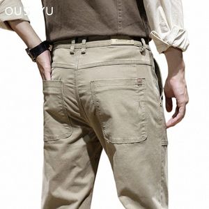 autumn Winter 97% Cott Cargo Pants Men Work Solid Color Wear Korean Jogger Khaki Thick Casual Trousers Male Plus Size 38 40 46E7#