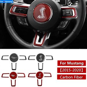 Bilstyling Emblem Wheel Ford Shelby Steering Horse Fiber Carbon Interior Stickers Accessoarer för Cobra Mustang Logo Bffmk