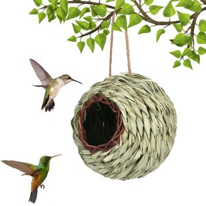 Gabbie per uccelli Gabbia per nido per uccelli in paglia Calda per esterni Casa per uccelli Prodotti per animali Nido d'erba Gabbia per nido sospesa Decorazione del giardino
