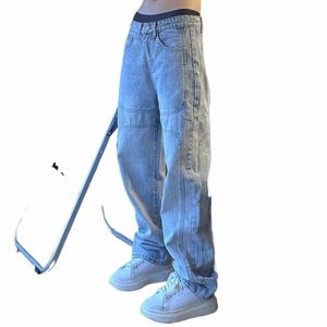 2023 Fi pantaloni denim pantaloni streetwear hip hop a vita bassa jeans larghi per gli uomini coreani donne pantaloni cargo punk vestire X9Td #