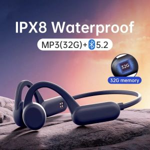 Cuffie Cuffie Bluetooth a conduzione ossea Auricolare IPX8 Impermeabile Wireless Bluetooth 5.2 Sport 32G RAM Auricolare per il nuoto