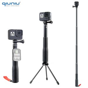 QIUNIU Ausziehbares Einbeinstativ, Selfie-Stick, Handstange, Stativ-Adapterhalterung für Hero Go Pro Akaso Insta360 DJI Osmo Kameras 240309