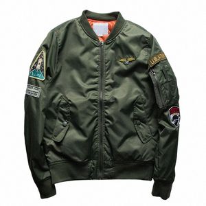 AMEKAJI WOJSKOWY STYL STYL STYLKI HANTORY MĘŻCZYZNIE MĘŻCZYZN Aviator Bomber Jacket Stand Okoł 2023 Wiosenna jesień MA1 Kurtki baseballowe Casual Q9im##