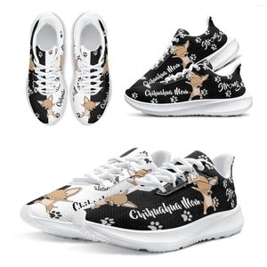 Casual Shoes InstantArts Säljer Running Cartoon Chihuahua Designer Brand Sneakers Dog Print presenter för älskare Zapatos