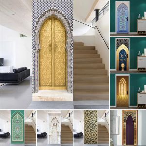 ステッカーイスラム教徒のスタイルイスラムDIYドアの壁紙アート壁画モロッコアーキテクチャステッカーホーム装飾リビングルームベッドルームピールスティックPVC