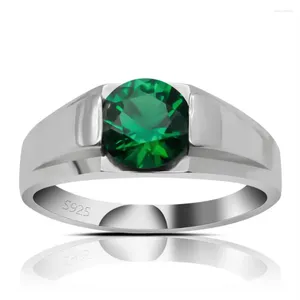 Cluster Rings Wholesale Genuine 925 Sterling Silver Wedding Men Ring Green Cubic Zircon Stone Jewelry Gift Hand For