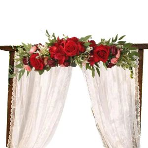 Grinaldas arco de casamento flores flor swag decoração de parede artificial flor swag folhas verdes rosa porta grinalda para decoração de casa recepção